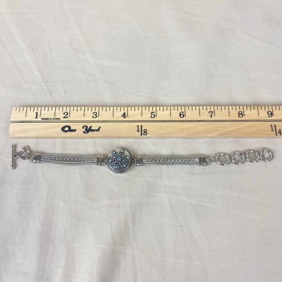 Ginger Snaps Silver Tone Multi Chain Toggle Bracelet Snowflake Interchangeable - Picture 7 of 8